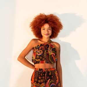 Farm Rio MACAW ISLAND one shoulder top